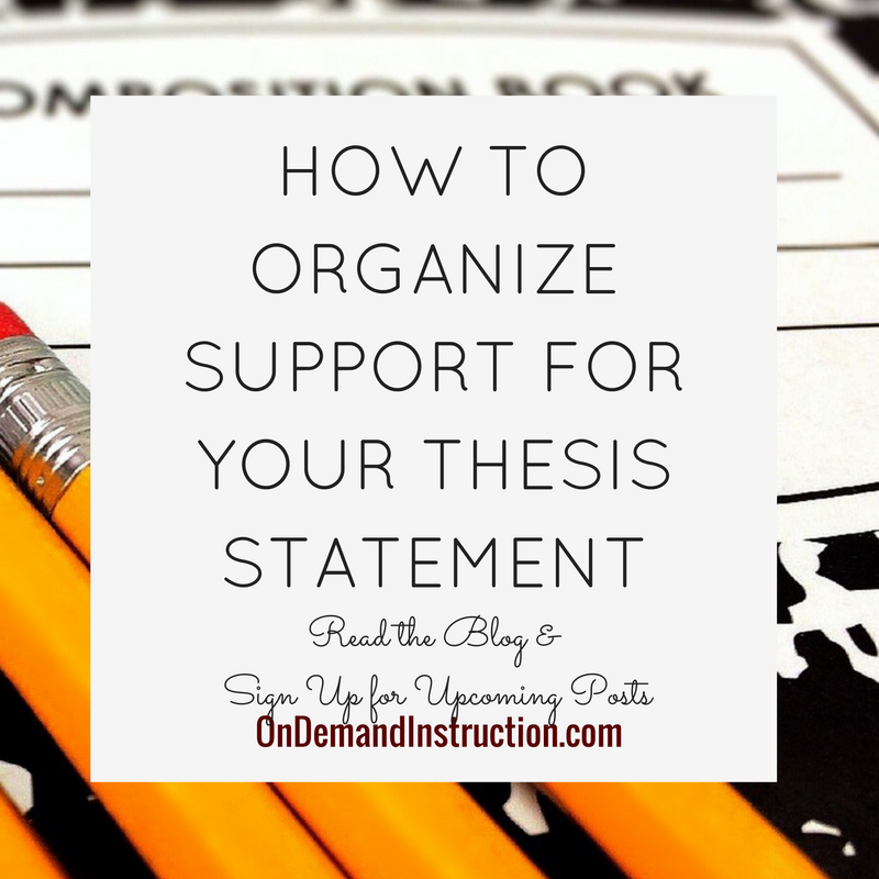 Organize Support for Thesis statement